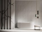 ABS RIVA ROMA FLUTED BACK TO WALL BATH 1500/1700 GLOSS WHITE