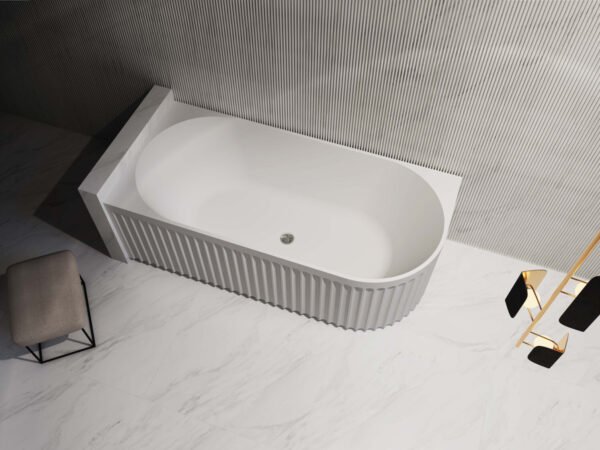 ABS RIVA ROMA FLUTED LEFT CORNER BATH 1500/1700 GLOSS WHITE