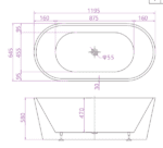 ABS RIVA SHANTY OVAL FREESTANDING BATH 1200/1300/1400/1500/1600/1700 GLOSS WHITE