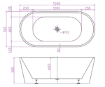 ABS RIVA SHANTY OVAL FREESTANDING BATH 1200/1300/1400/1500/1600/1700 GLOSS WHITE