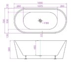 ABS RIVA SHANTY OVAL FREESTANDING BATH 1200/1300/1400/1500/1600/1700 GLOSS WHITE