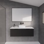 ABS RIVA WH1200-MB VIENNA FLUTED WALL HUNG VANITY 1200MM SINGLE BOWL MATTE BLACK