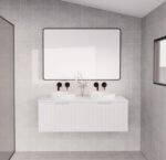 ABS RIVA WH1200D-MW VIENNA FLUTED WALL HUNG VANITY 1200MM DOUBLE BOWL MATTE WHITE