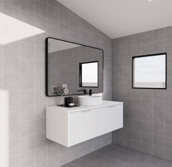 ABS RIVA WH1200-MW VIENNA FLUTED WALL HUNG VANITY 1200MM SINGLE BOWL MATTE WHITE