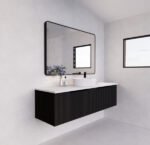 ABS RIVA WH1500-MB VIENNA FLUTED WALL HUNG VANITY 1500MM SINGLE BOWL MATTE BLACK