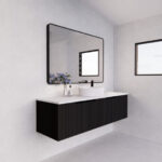ABS RIVA WH1500-MB VIENNA FLUTED WALL HUNG VANITY 1500MM SINGLE BOWL MATTE BLACK