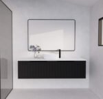 ABS RIVA WH1500-MB VIENNA FLUTED WALL HUNG VANITY 1500MM SINGLE BOWL MATTE BLACK