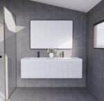 ABS RIVA WH1500D-MW VIENNA FLUTED WALL HUNG VANITY 1500MM DOUBLE BOWL MATTE WHITE
