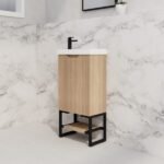 ABS RIVA FS4625-AO VIENNA FLUTED MINI FREESTANDING VANITY 450MM AMERICAN OAK