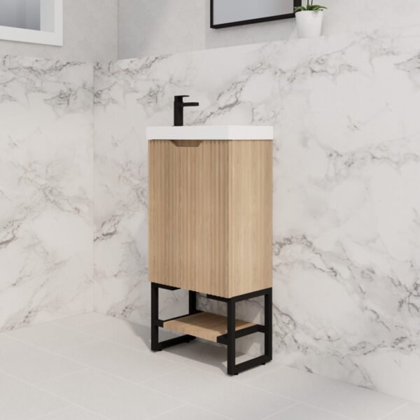 ABS RIVA FS4625-AO VIENNA FLUTED MINI FREESTANDING VANITY 450MM AMERICAN OAK