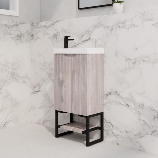 ABS RIVA FS4625-WO VIENNA FLUTED MINI FREESTANDING VANITY 450MM WHITE OAK