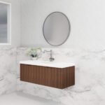 ABS RIVA WH1200-BR VIENNA FLUTED WALL HUNG VANITY 1200MM SINGLE BOWL BROWN OAK