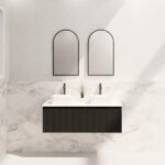 ABS RIVA WH1200D-MB VIENNA FLUTED WALL HUNG VANITY 1200MM DOUBLE BOWL MATTE BLACK