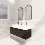 ABS RIVA WH1200D-MB VIENNA FLUTED WALL HUNG VANITY 1200MM DOUBLE BOWL MATTE BLACK