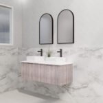 ABS RIVA WH1200D-WO VIENNA FLUTED WALL HUNG VANITY 1200MM DOUBLE BOWL WHITE OAK