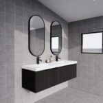 ABS RIVA WH1500D-MB VIENNA FLUTED WALL HUNG VANITY 1500MM DOUBLE BOWL MATTE BLACK