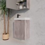 ABS RIVA WH4625-WO VIENNA FLUTED MINI WALL HUNG VANITY 450MM WHITE OAK