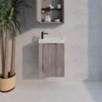 ABS RIVA WH4625-WO VIENNA FLUTED MINI WALL HUNG VANITY 450MM WHITE OAK