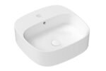 ADP TOPCJIL4242 JILL SQUARE ROUND EDGES ABOVE COUNTER BASIN WITH TAP HOLE GLOSS/MATTE WHITE