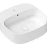 ADP TOPCJIL4242 JILL SQUARE ROUND EDGES ABOVE COUNTER BASIN WITH TAP HOLE GLOSS/MATTE WHITE