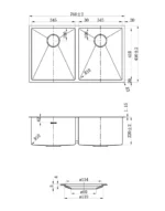 INSPIRE M-CBS-820-76 ARTE DOUBLE BOWL STAINLESS STEEL SINK 760x450x220MM
