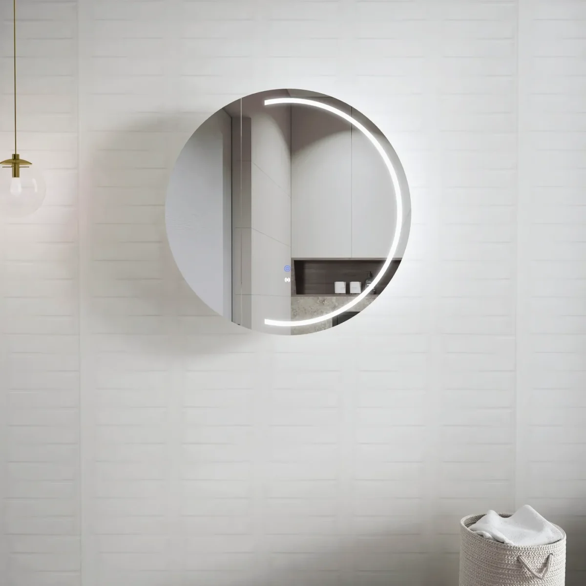 OTTI LED-RSV800-VP LONDON PREMIUM EDITION ROUND 800MM LED SHAVING CABINET MATTE WHITE