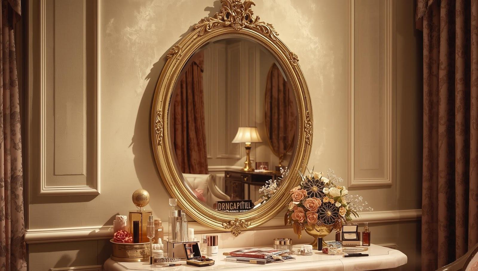 Luxury Golden ornate mirror
