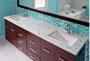 Recycled glass countertop