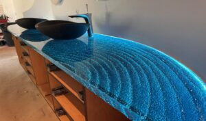 Sleek glass countertop